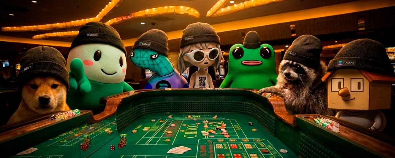 solana mascots at the table, all wearing the beanie